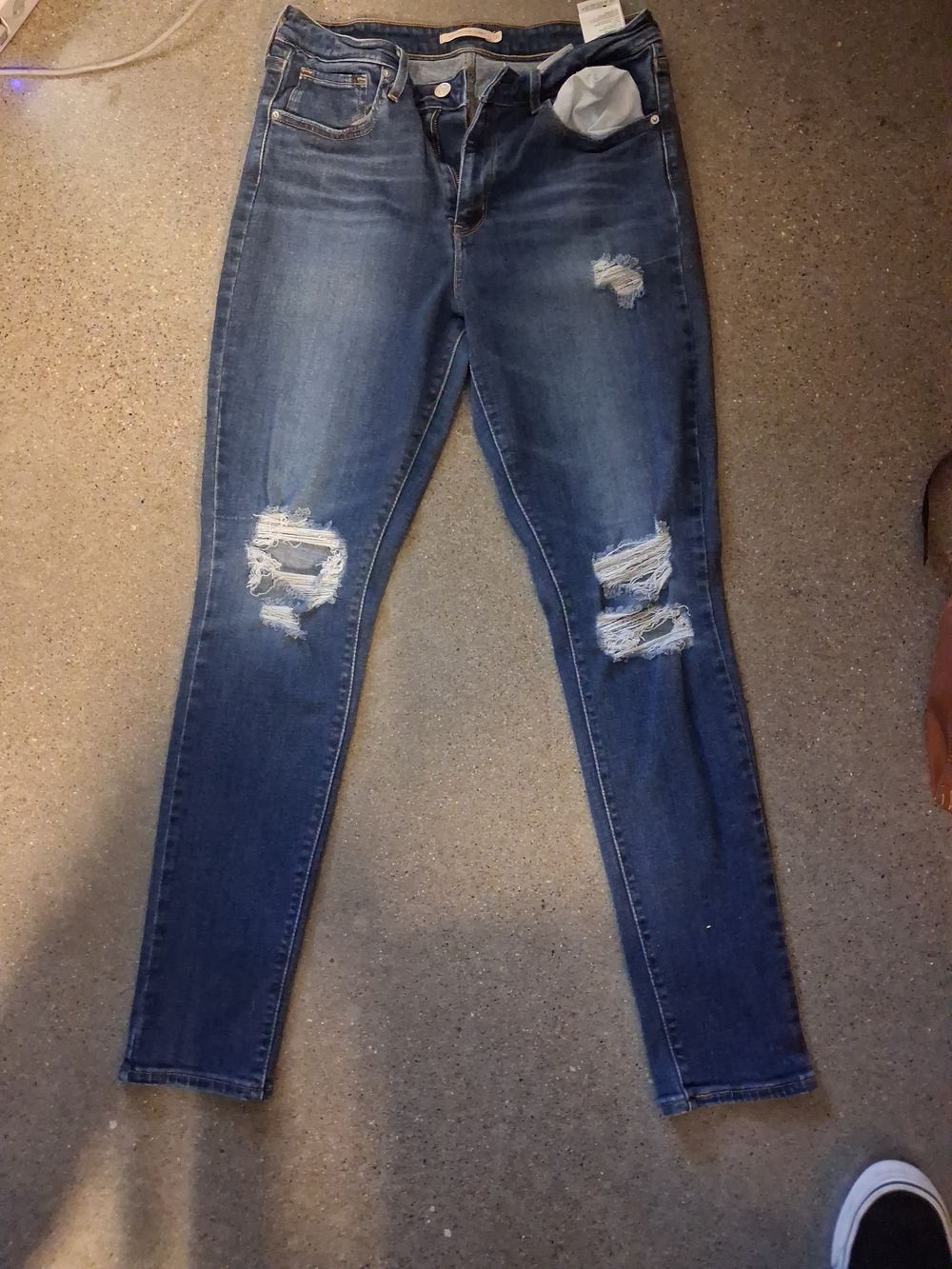 Levi's Dark Blue Ripped Skinny Jeans